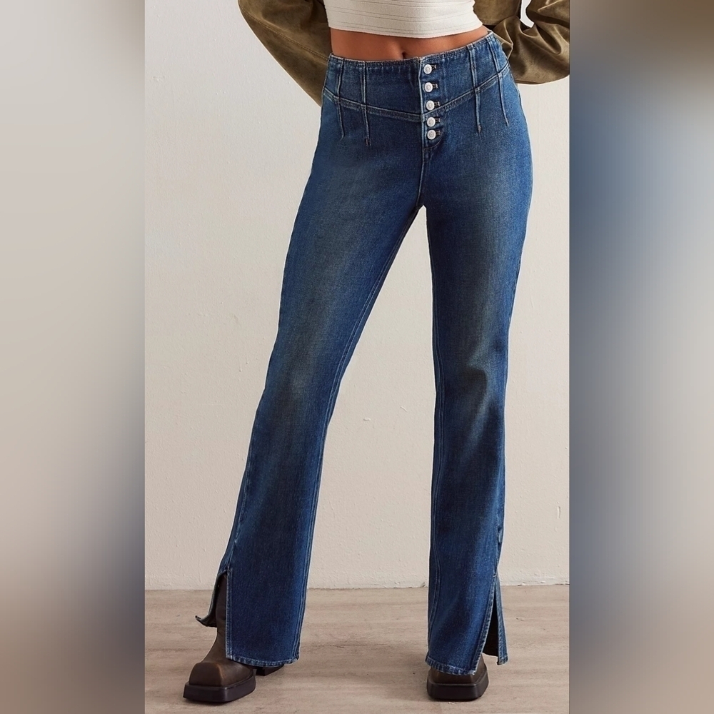 We the Free CRVY Nix Corset Jeans Knox Blue 24